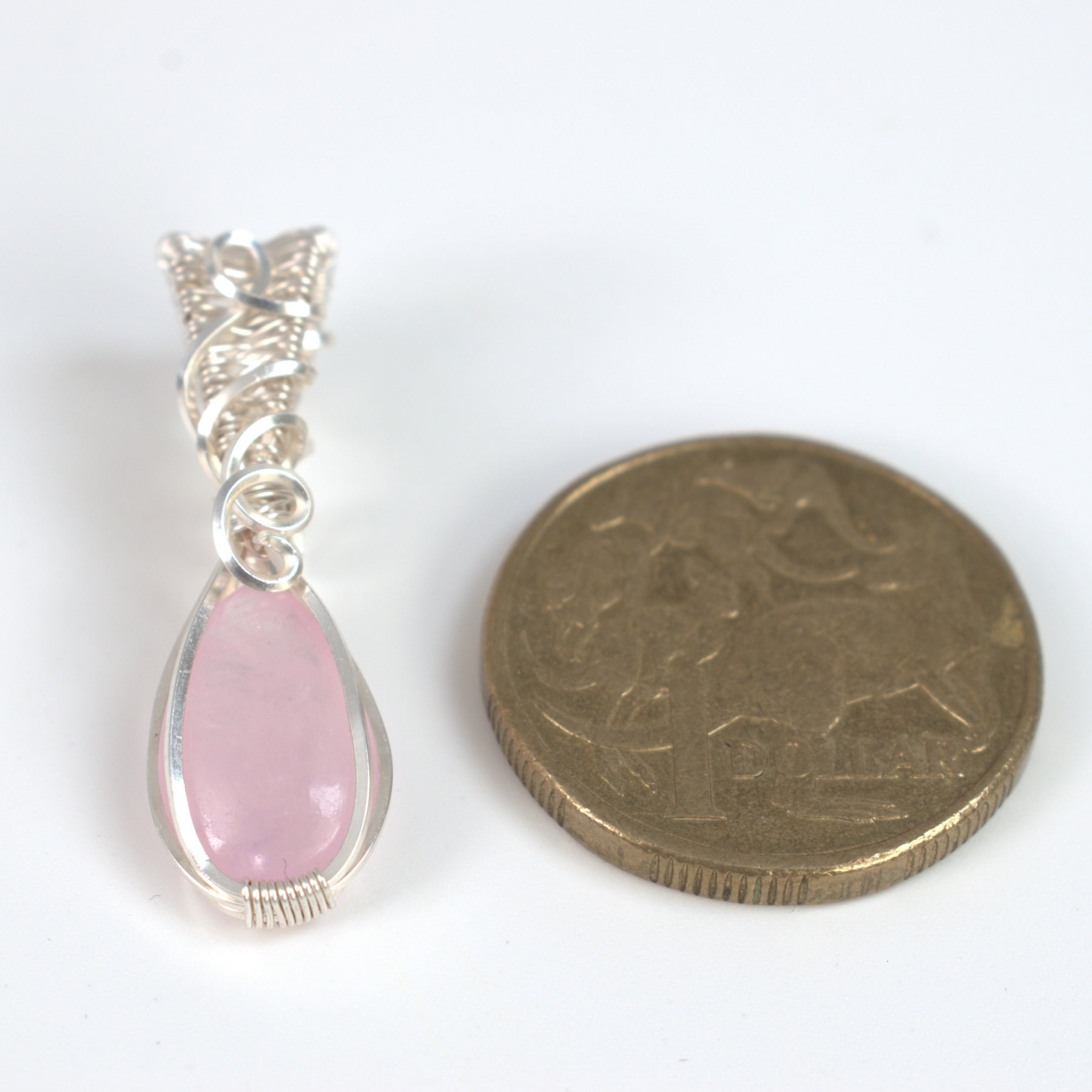 Amity - Natural Morganite Pendant in Silver-Filled Wire