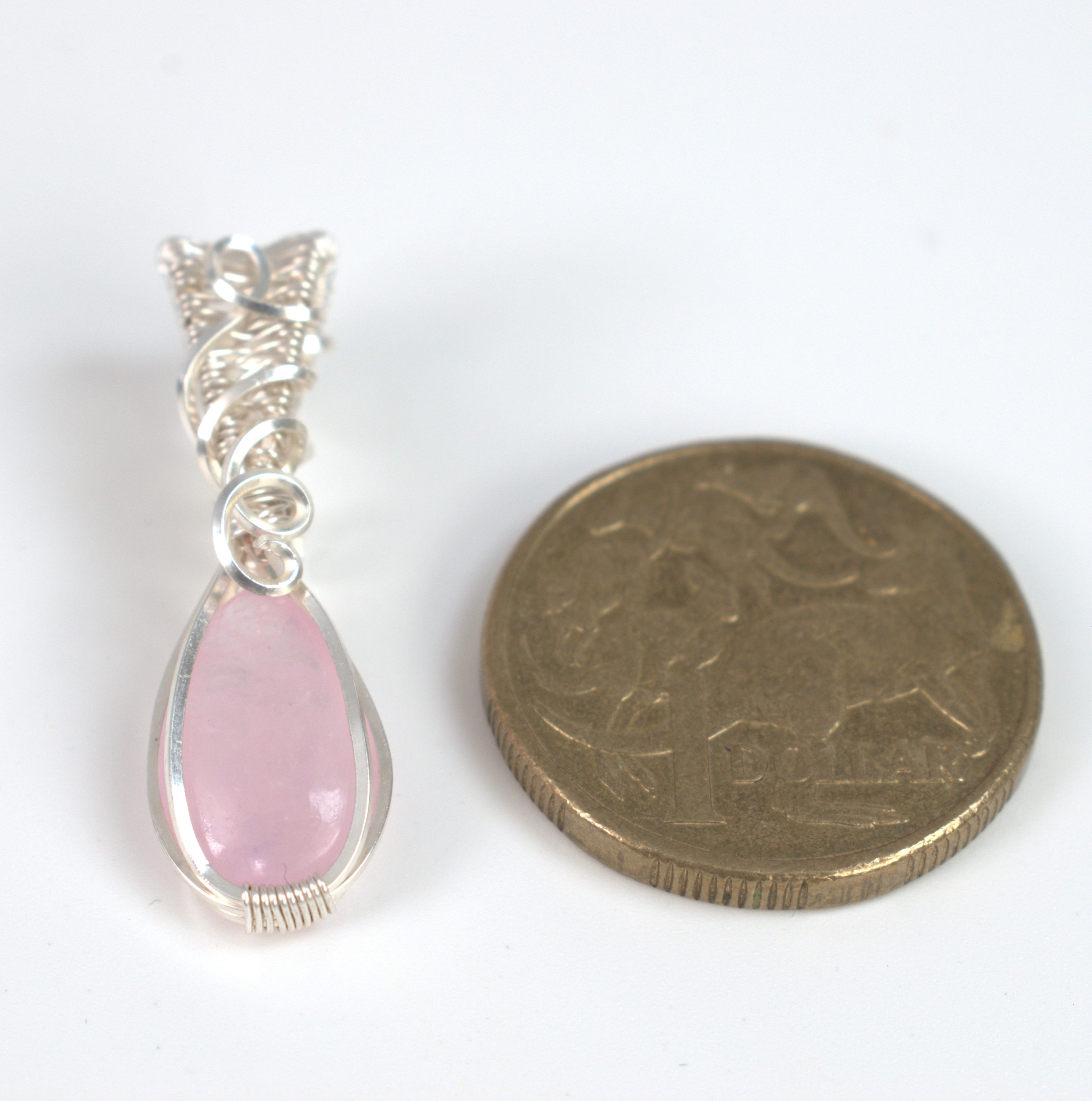 Amity - Natural Morganite Pendant in Silver-Filled Wire