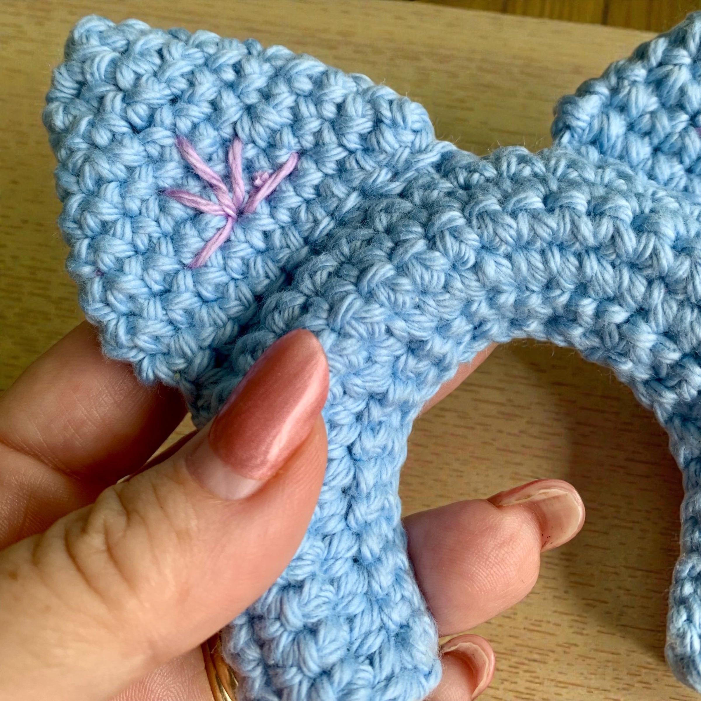 Crochet Cat Ears Teether Ring – Natural Wooden Baby Teether – Handmade Baby Gift