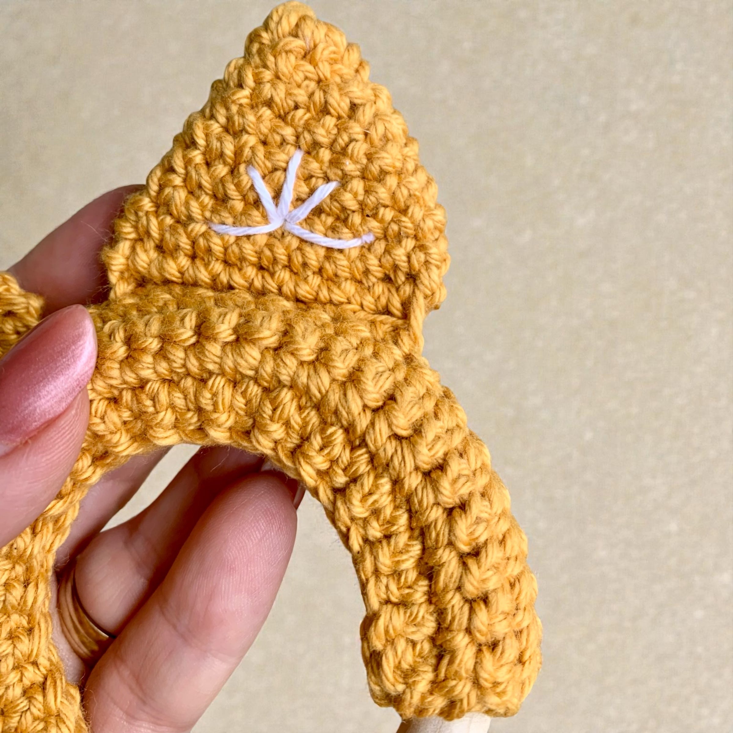 Crochet Cat Ears Teether Ring – Natural Wooden Baby Teether – Handmade Baby Gift