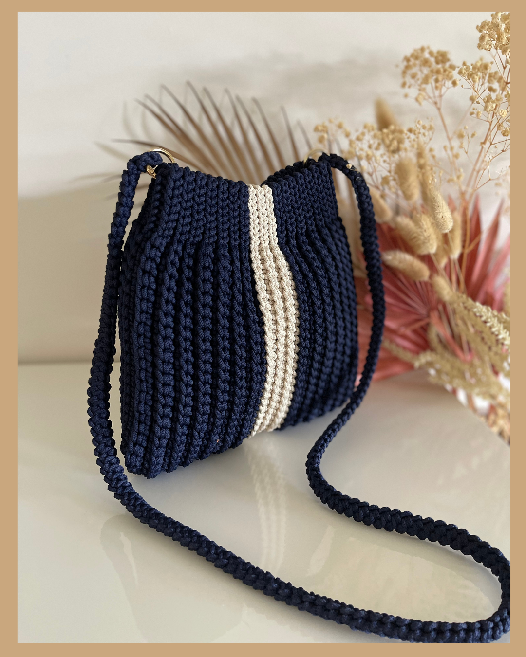Handmade Crochet Shoulder Crossbody bag 23cm x 25cm with 105cm Adjustable Strap