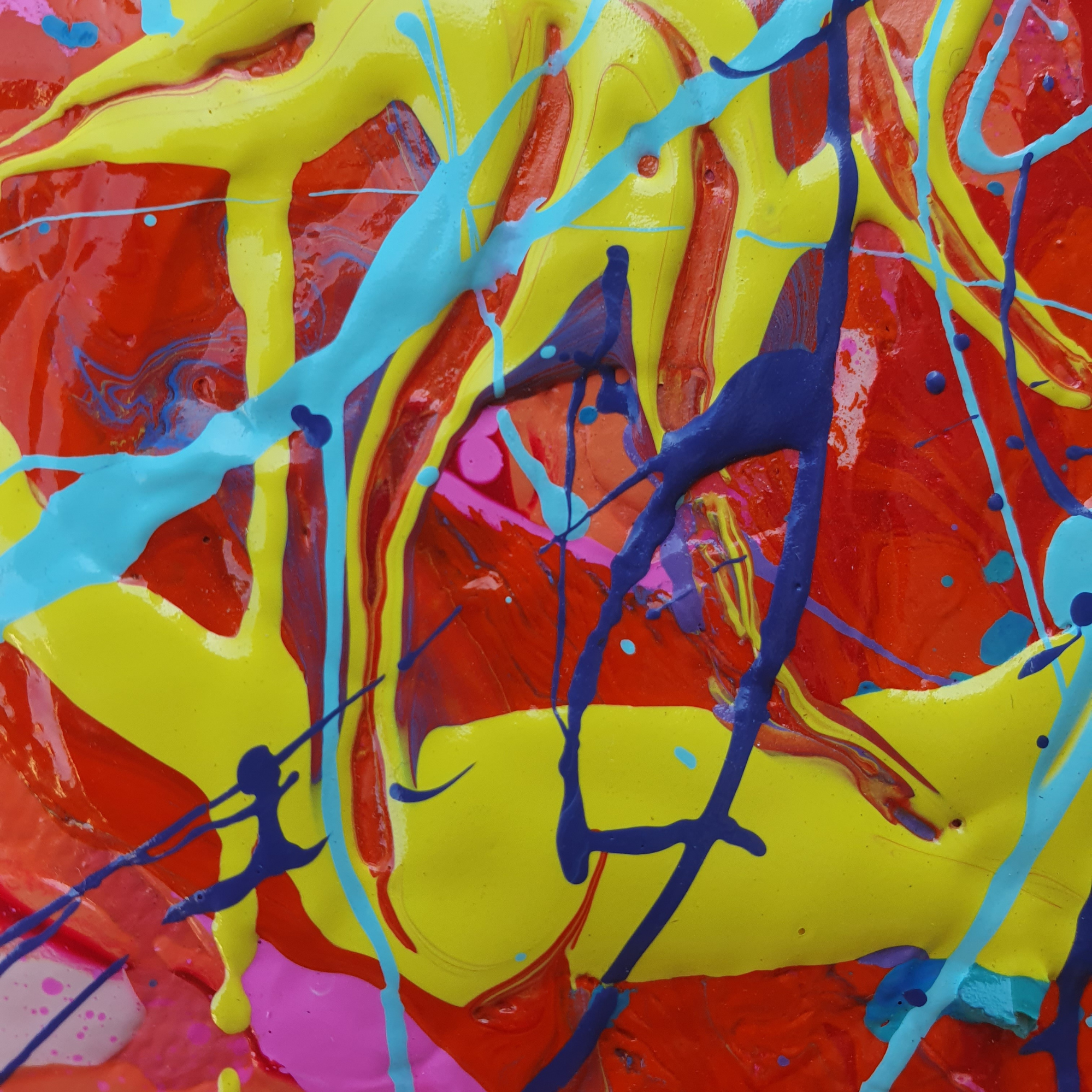 Solar Flare. Original Abstract, Hexagon Acrylic Canvas Painting.