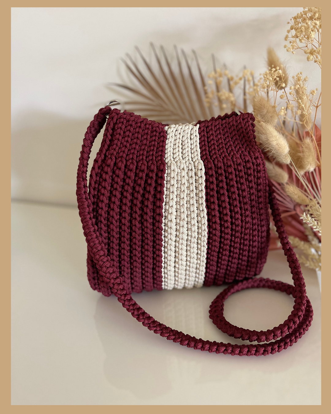 Handmade Crochet Shoulder Crossbody bag 23cm x 25cm with 105cm Adjustable Strap
