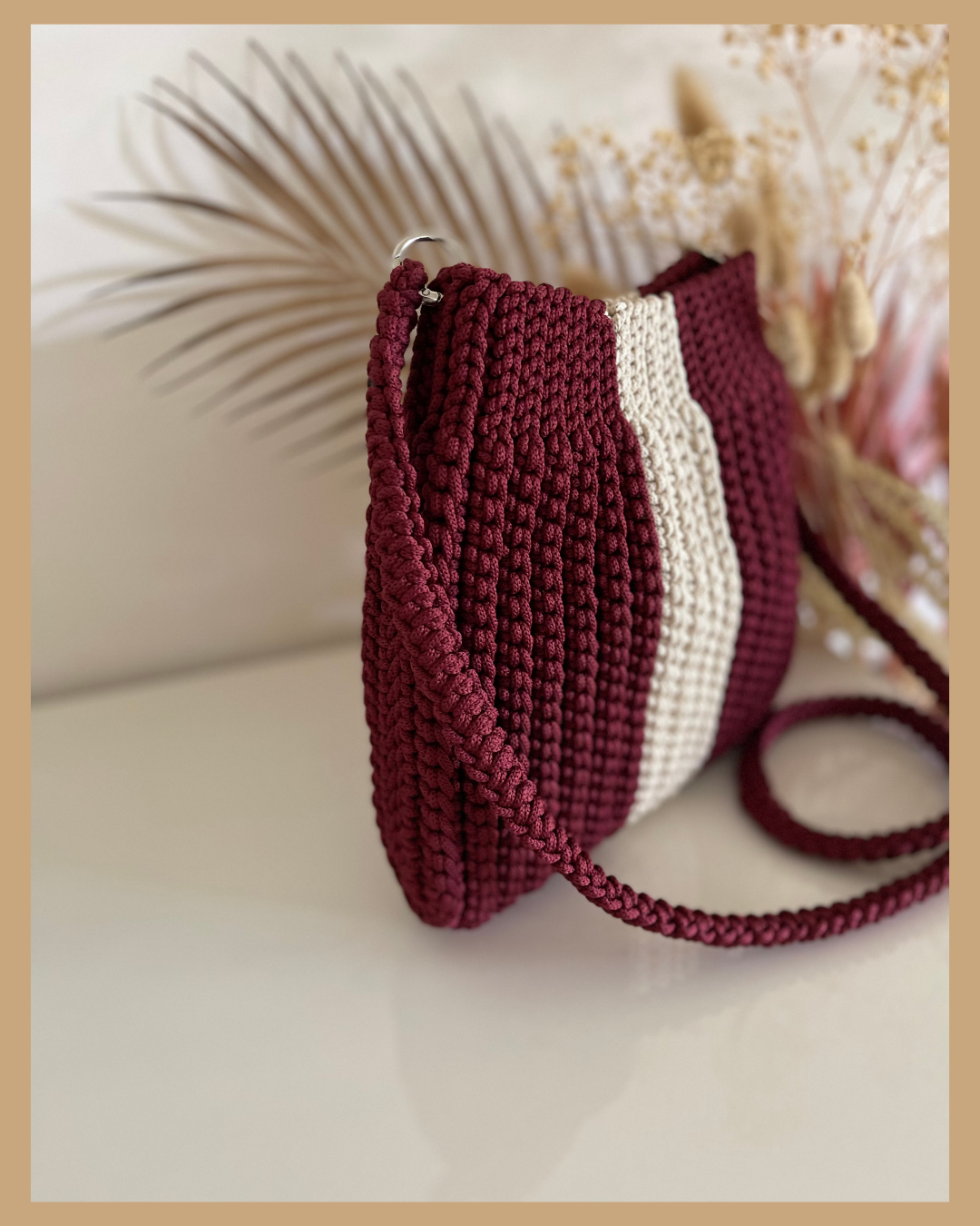 Handmade Crochet Shoulder Crossbody bag 23cm x 25cm with 105cm Adjustable Strap