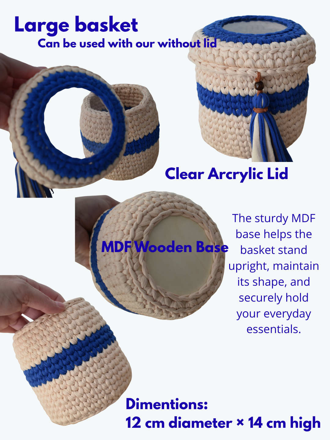 Luxury Handmade Crochet Basket Collection | 3-Piece Storage Set