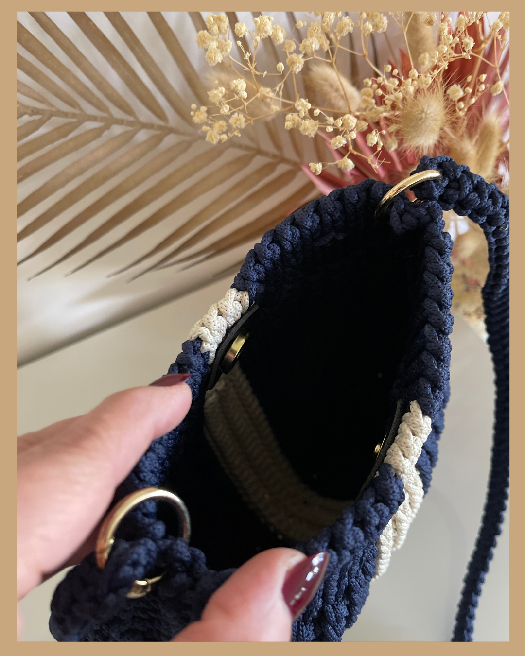 Handmade Crochet Shoulder Crossbody bag 23cm x 25cm with 105cm Adjustable Strap