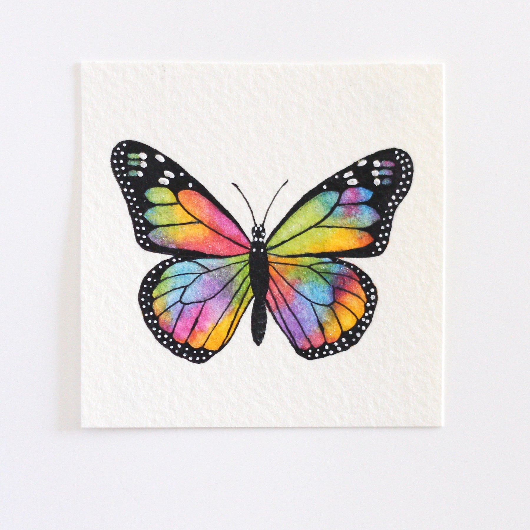Rainbow Miniature Watercolour Butterfly Painting