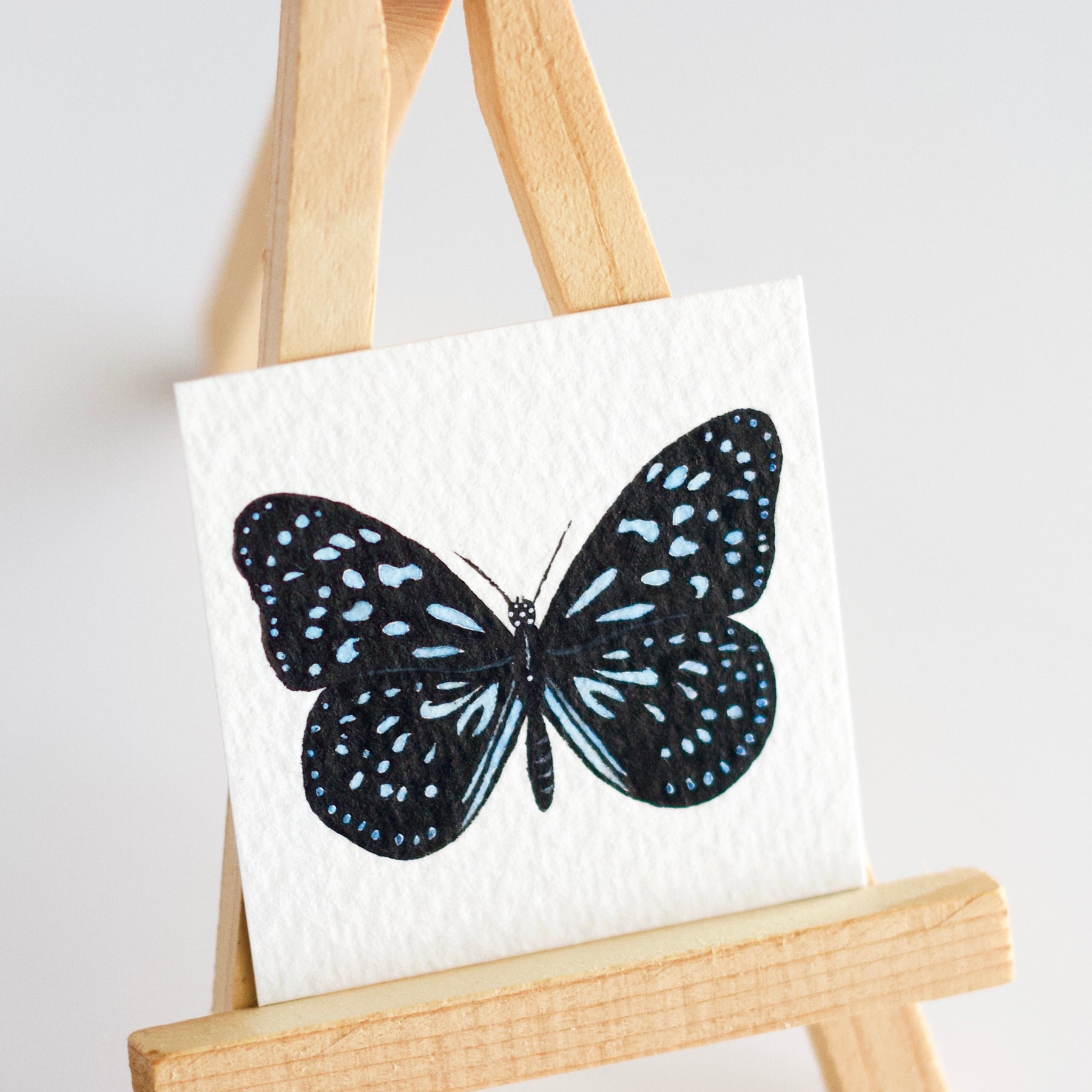 Miniature Watercolour Painting of a Blue Tiger Butterfly