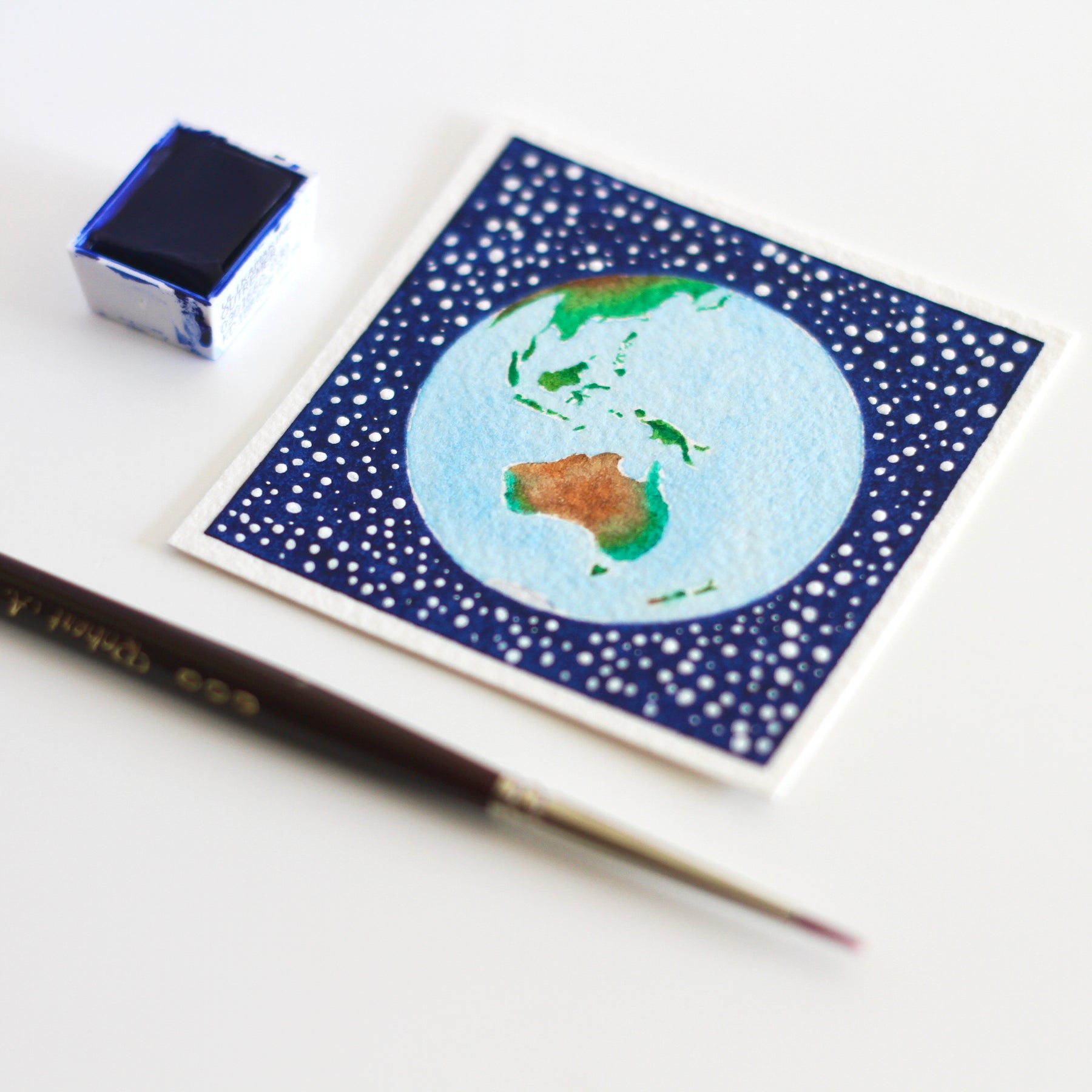 Miniature Watercolour Painting of Earth