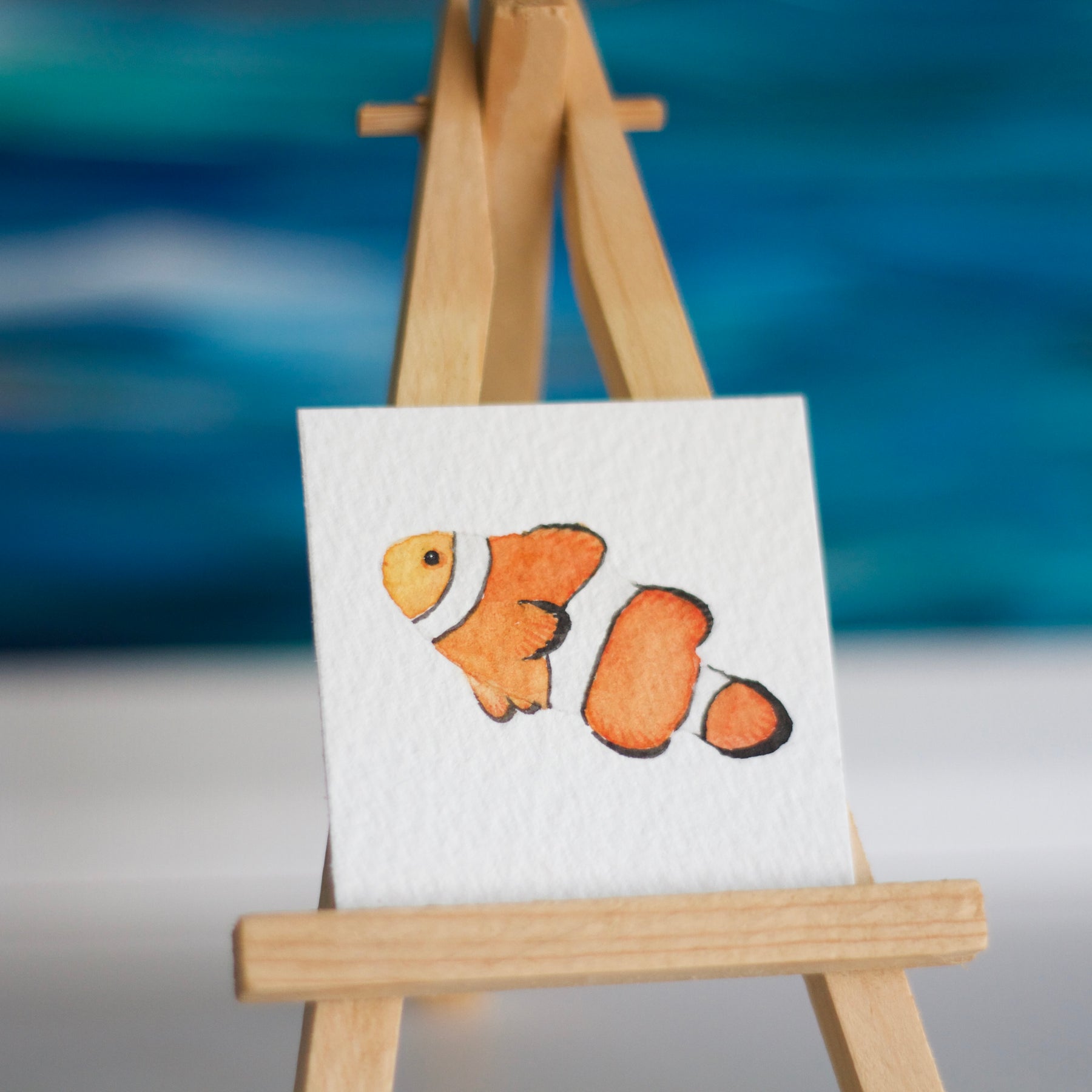 Miniature Watercolour Clownfish Painting