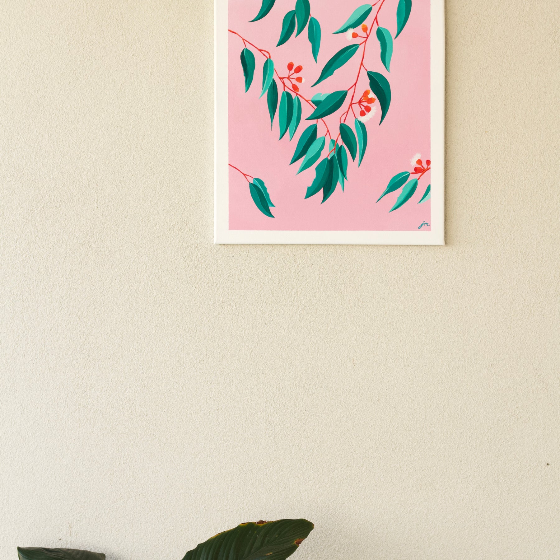 Acrylic Painting on Canvas of Gum Tree Leaves