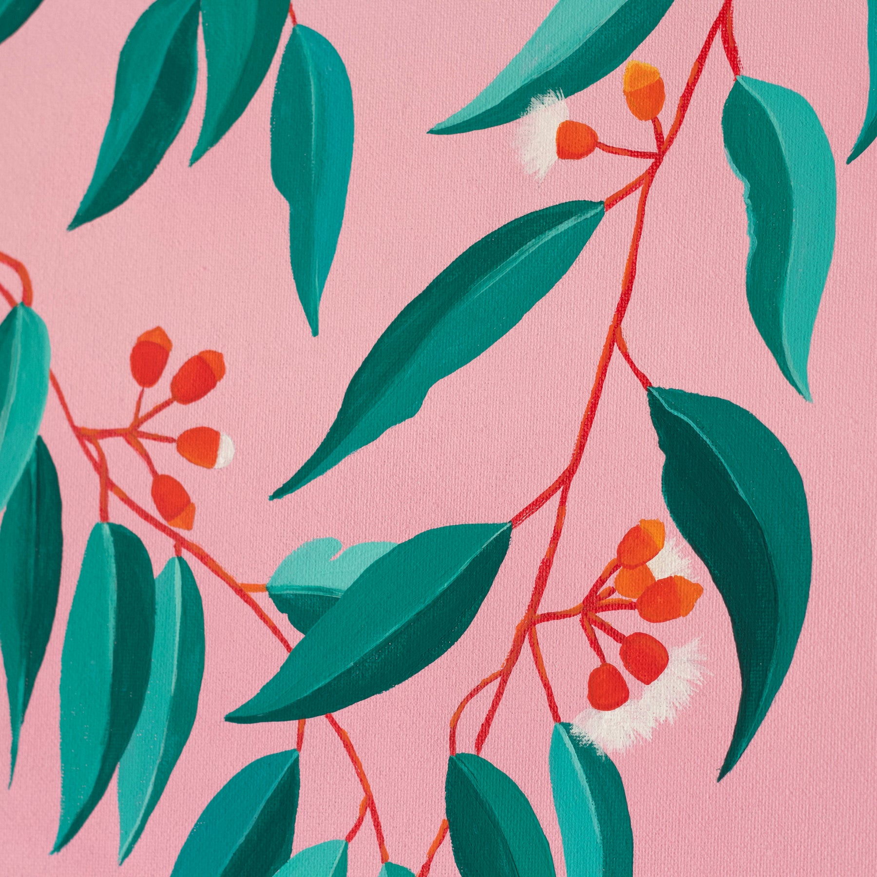 Acrylic Painting on Canvas of Gum Tree Leaves