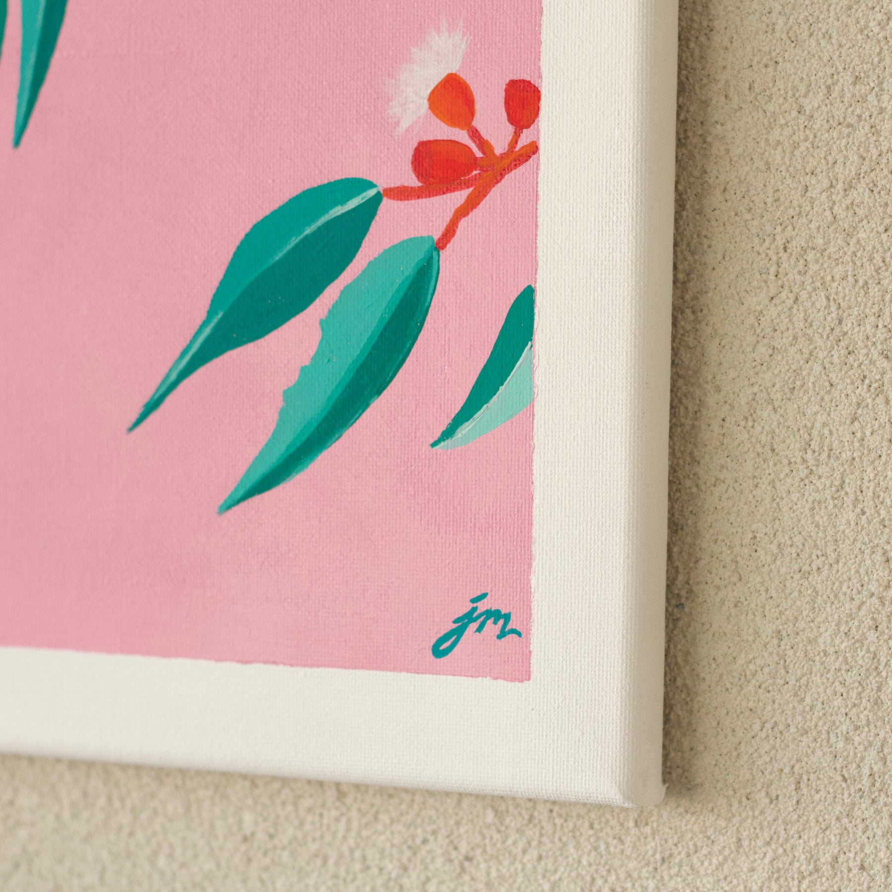 Acrylic Painting on Canvas of Gum Tree Leaves