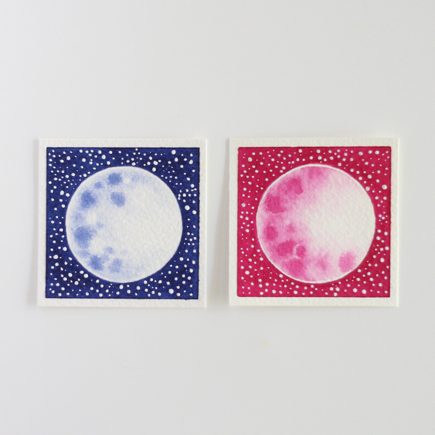 Pink Moon Miniature Watercolour Painting