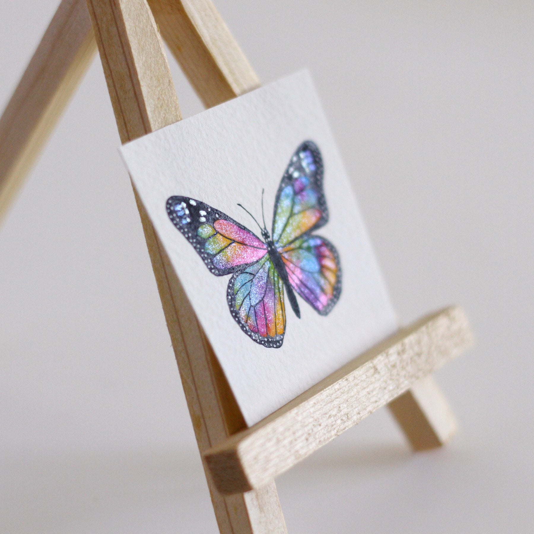 Rainbow Miniature Watercolour Butterfly Painting