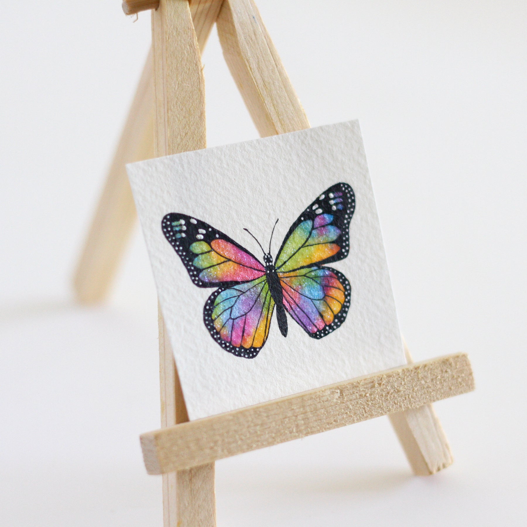 Rainbow Miniature Watercolour Butterfly Painting