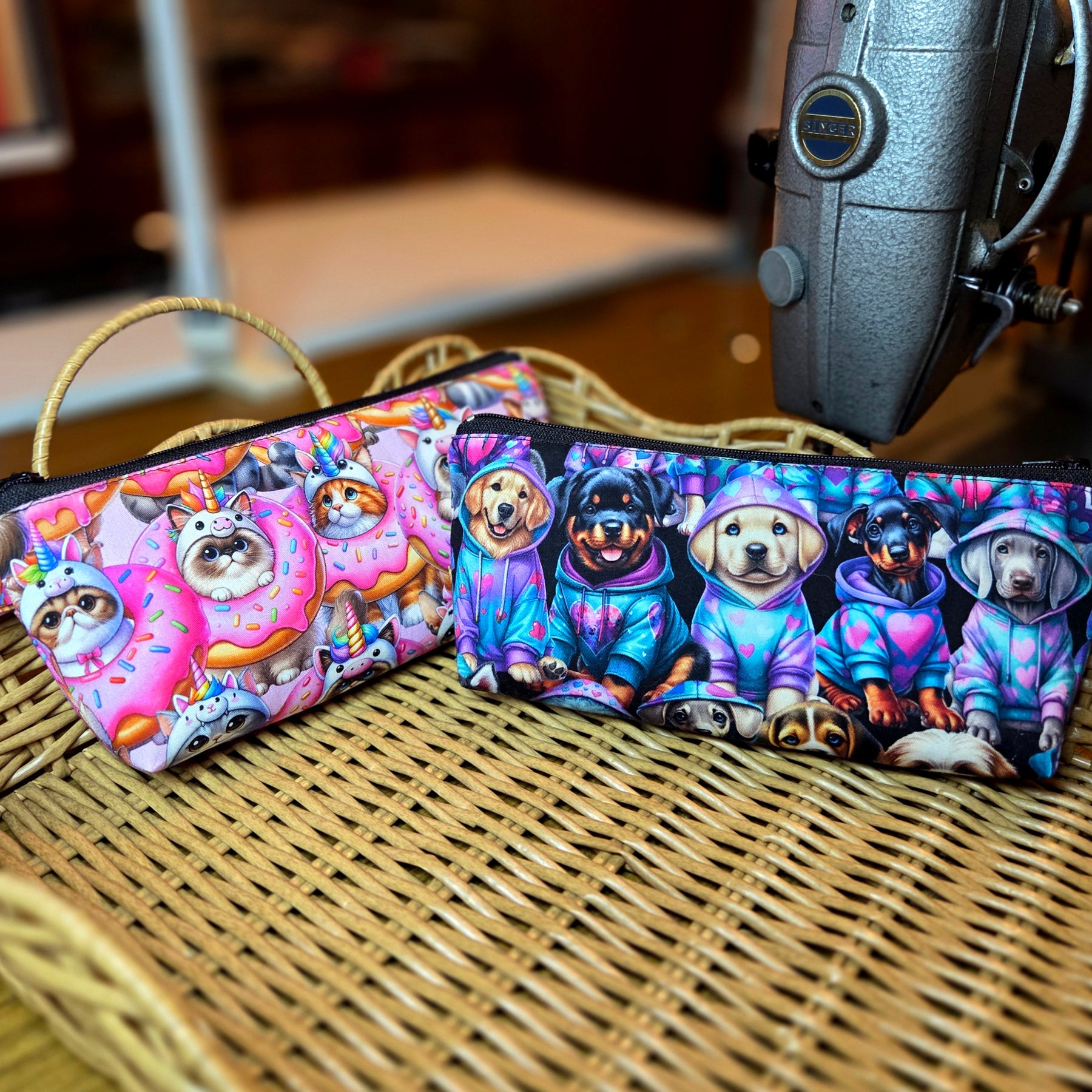 Pencil cases in pretty cat and dog fabrics