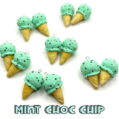 Ice Cream Cone dangles - mint choc chip