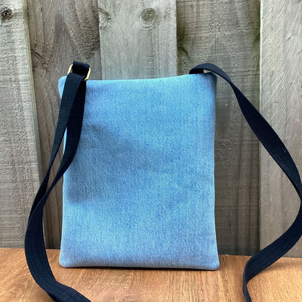 Cross Body Denim Bag - Pocket Red Heart