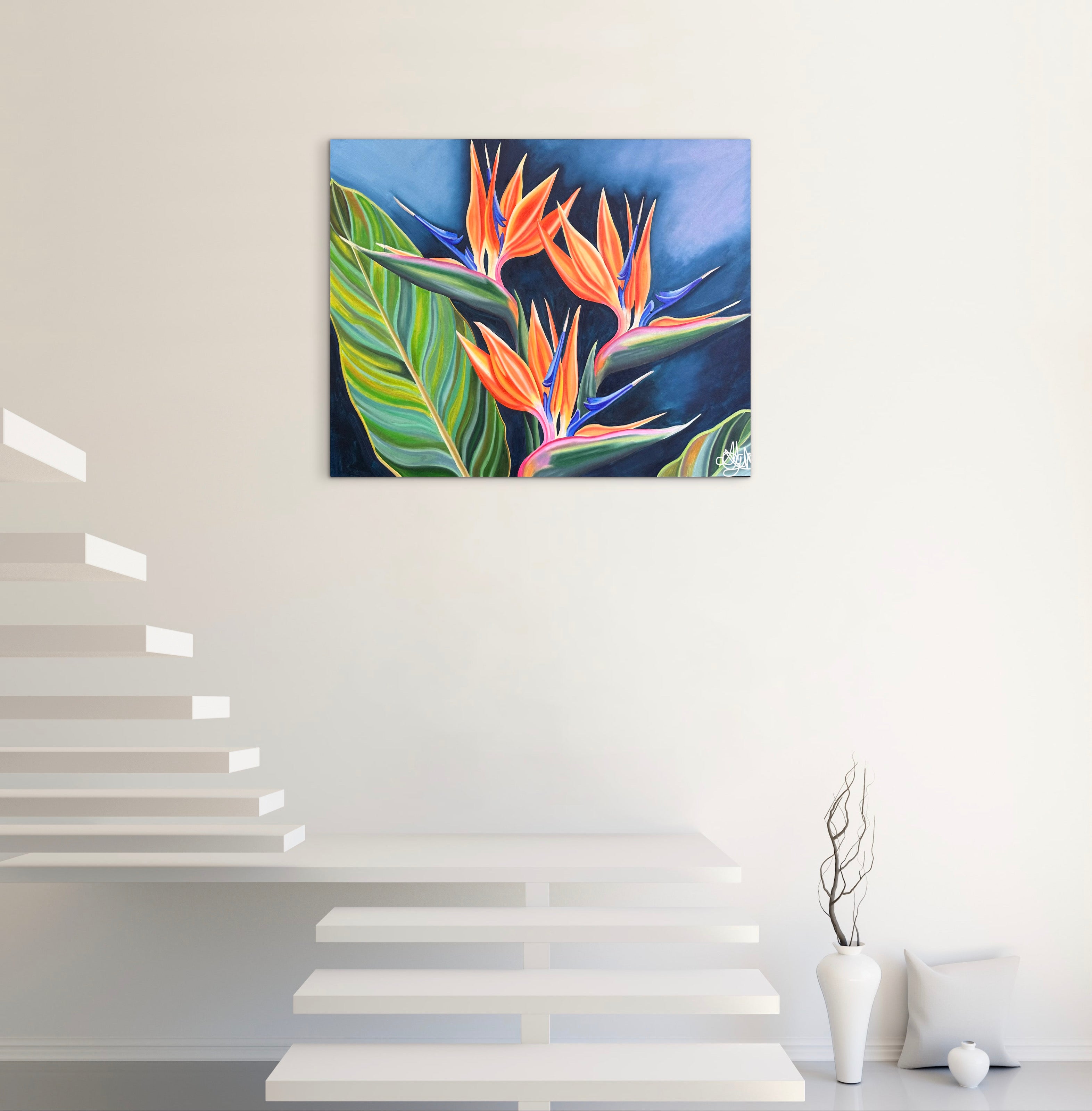 Tropical Radiance - Bird of Paradise Original Oil Painting - Hand Painted