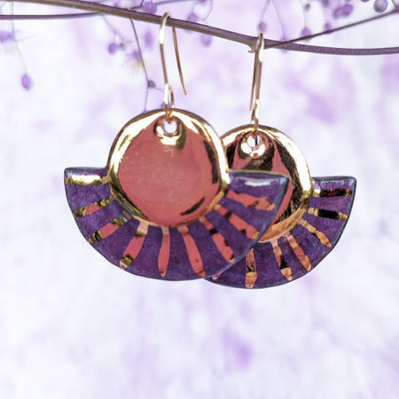 Golden Sunrise Ceramic Earrings. Lightweight, dangle earrings.