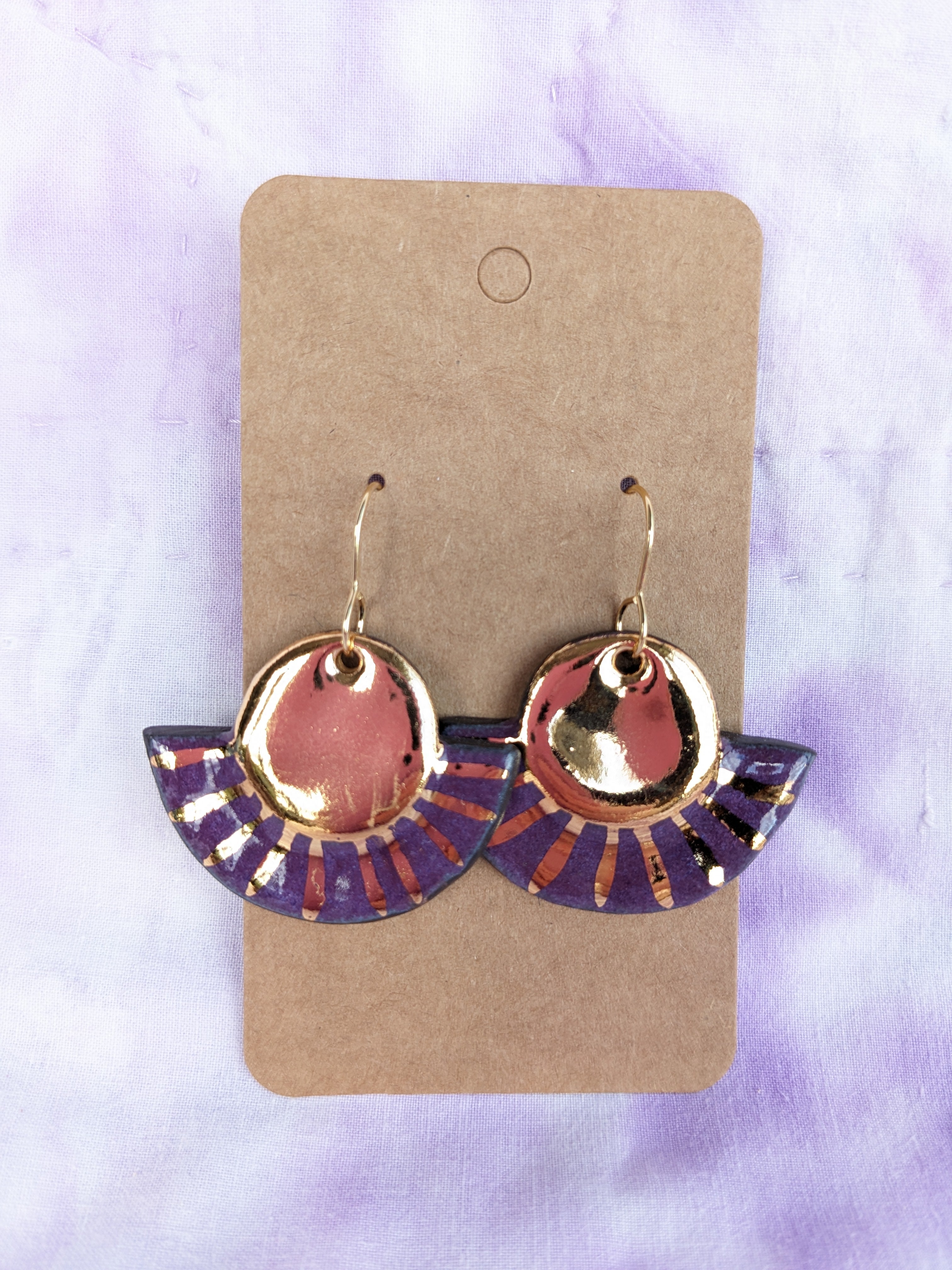 Golden Sunrise Ceramic Earrings. Lightweight, dangle earrings.