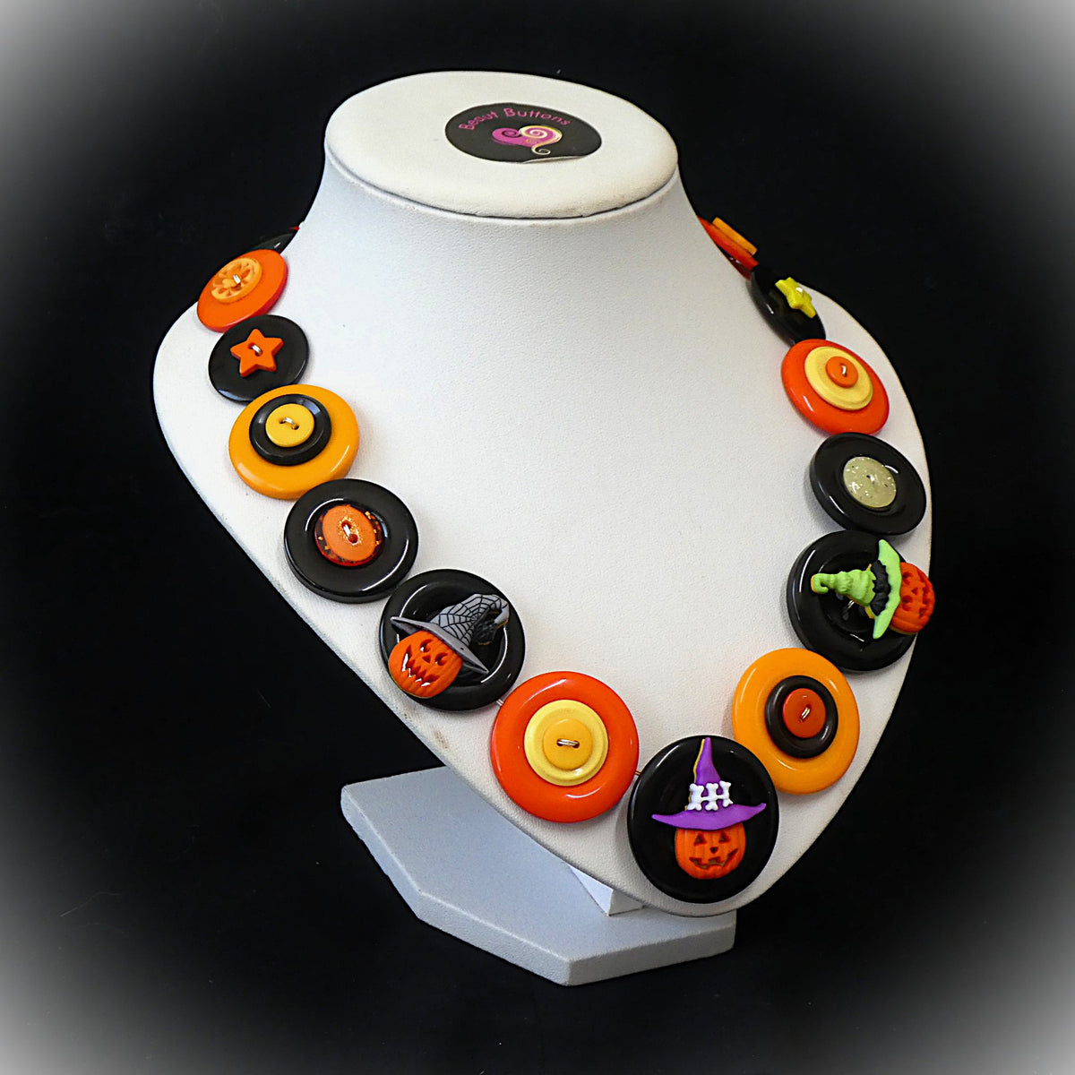 Halloween Button necklace - Jacks in Hats