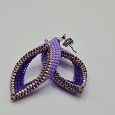 Lavender Twilight Beaded Leaf Earrings – Lilac & Lavender Delica Drops