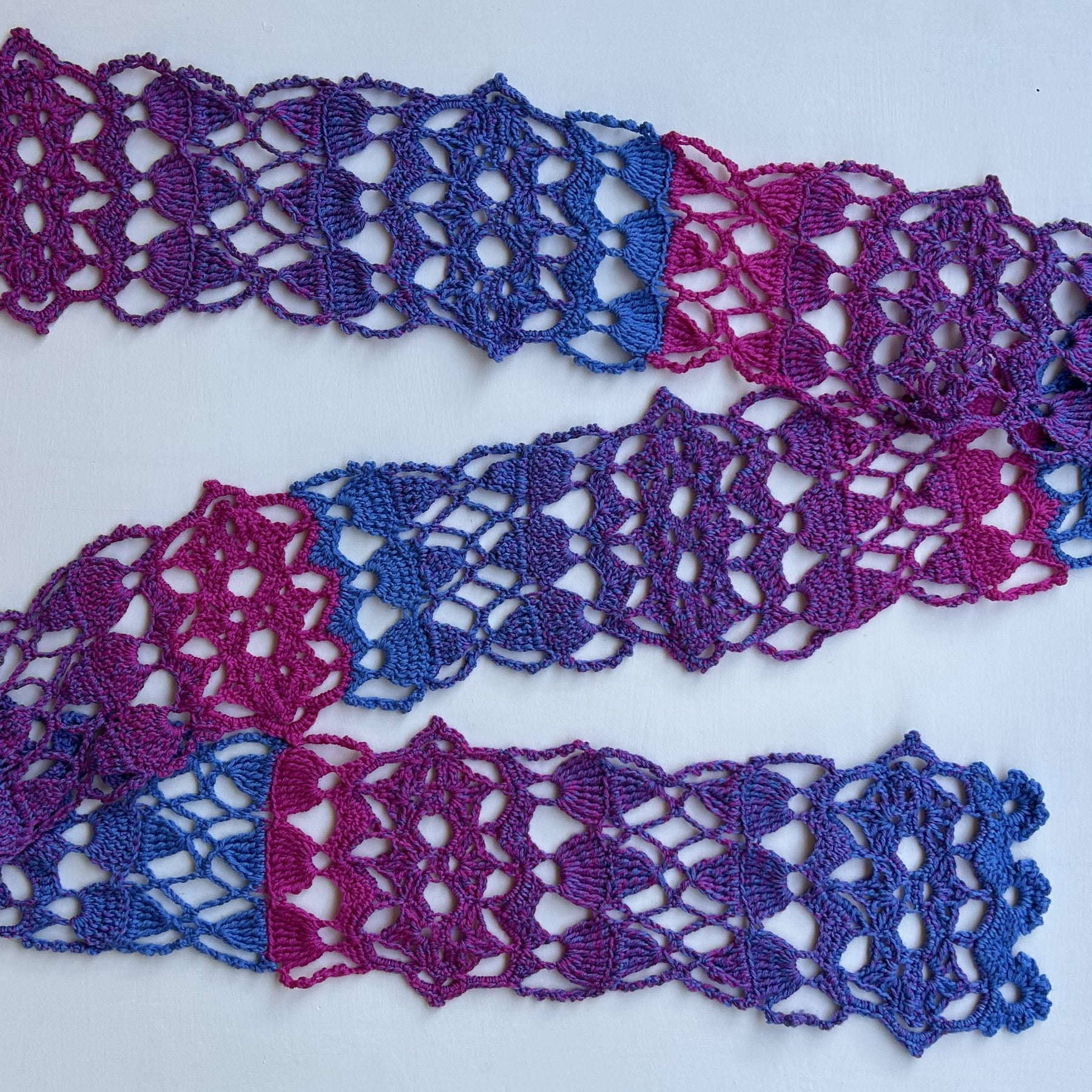 'Sunset' Crochet Lace Skinny Scarf
