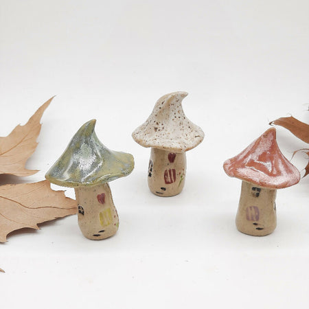 Set of 3 Tiny Ceramic Toadstools