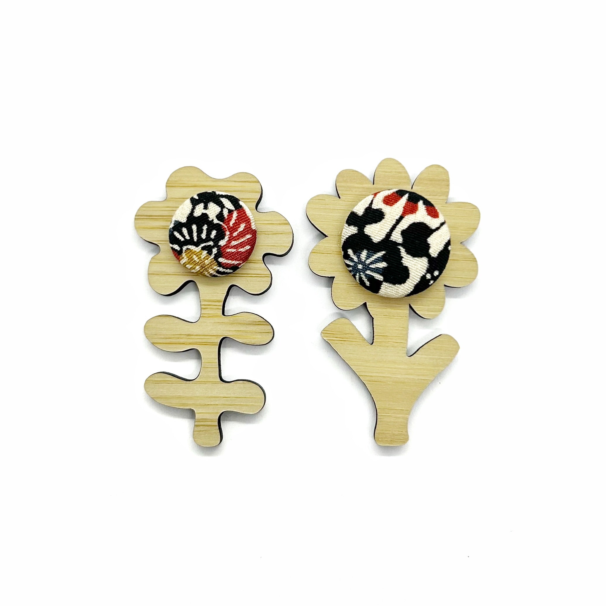 Double Floral Brooch - Black Blossom