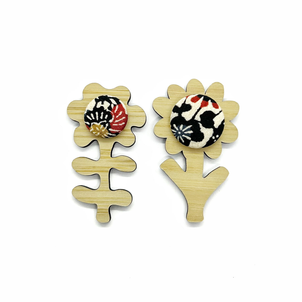 Double Floral Brooch - Black Blossom