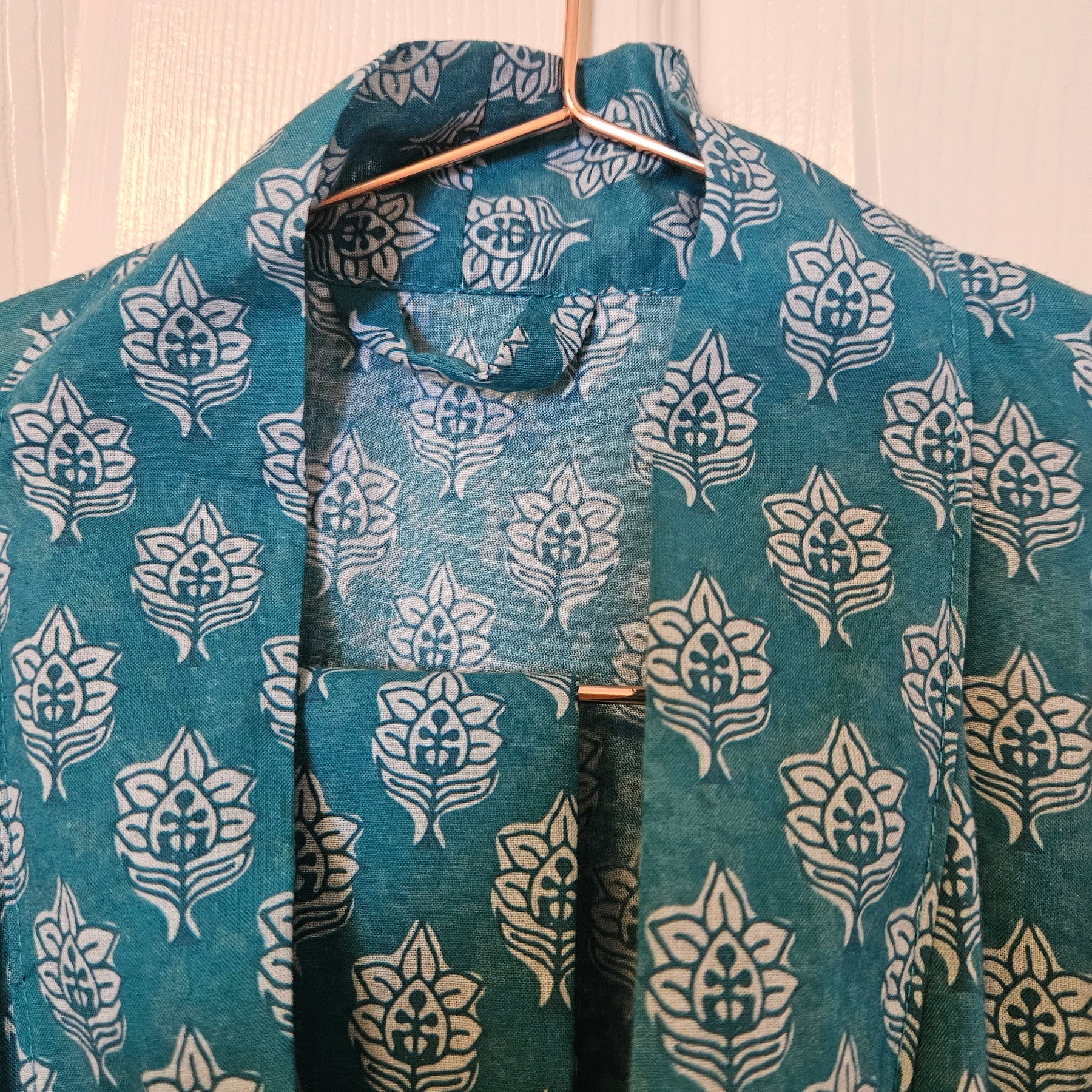Lightweight Cotton Dressing Gown, Teal, Medium
