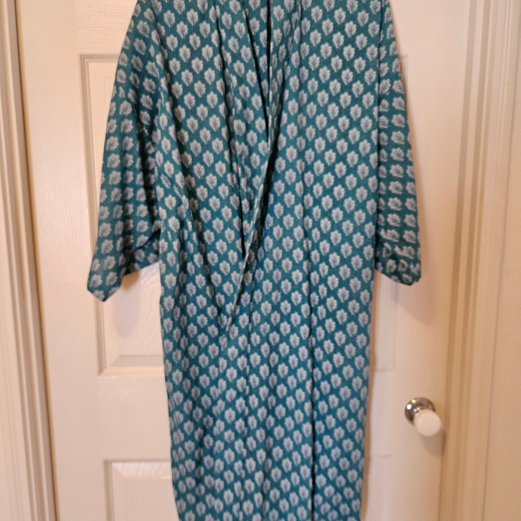 Lightweight Cotton Dressing Gown, Teal, Medium