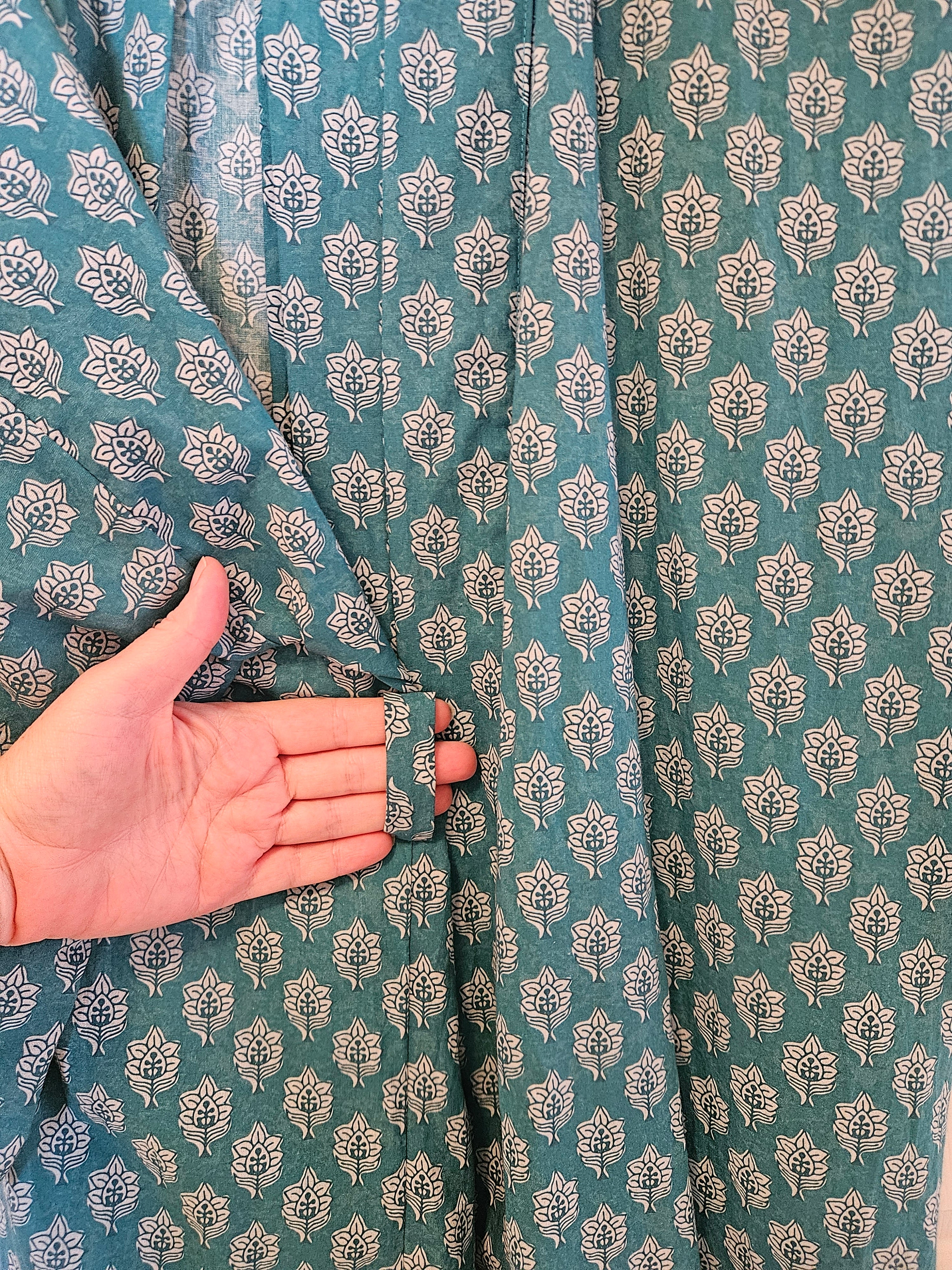 Lightweight Cotton Dressing Gown, Teal, Medium