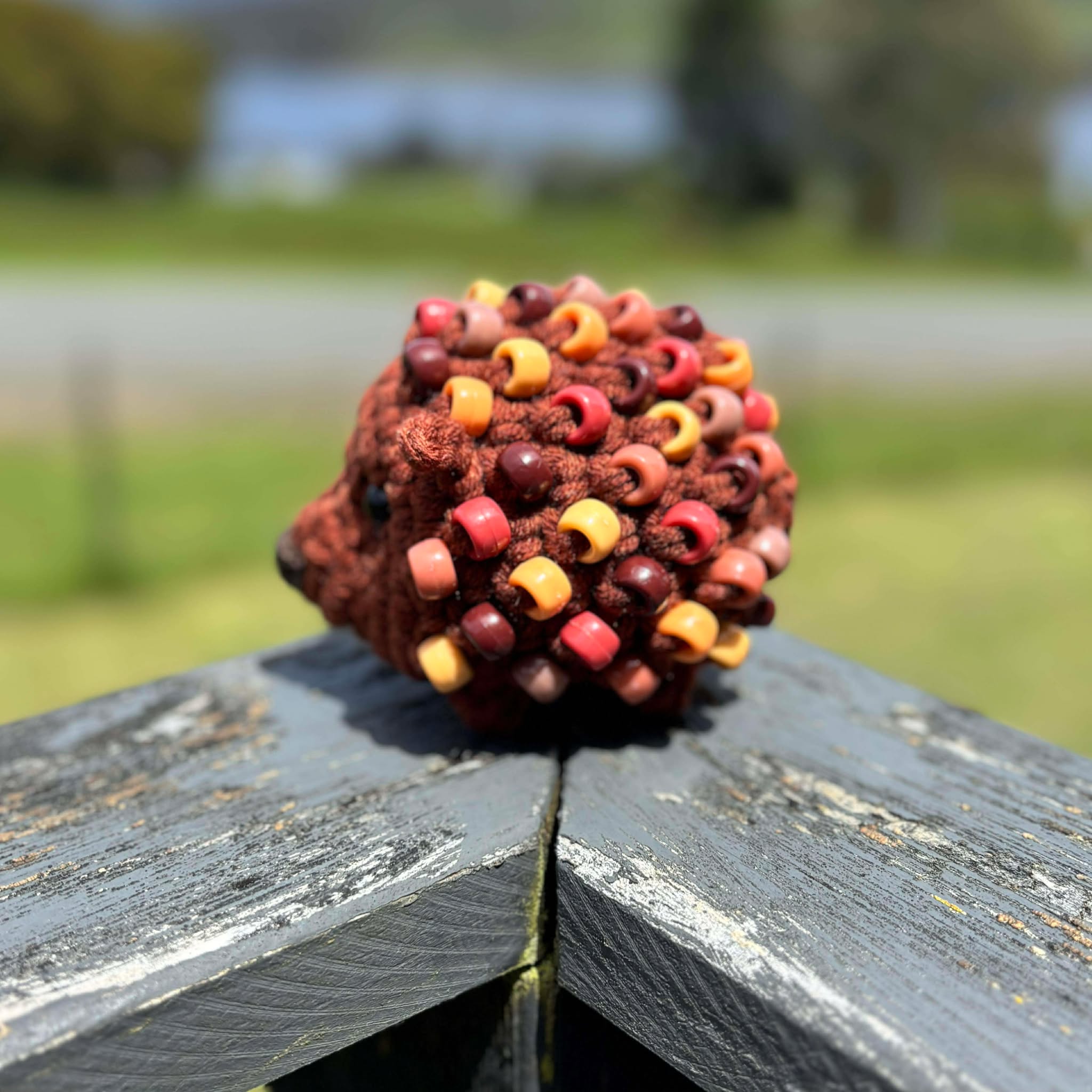 Hedgehog Crochet Beaded Fidget Toy - Earthy Browns