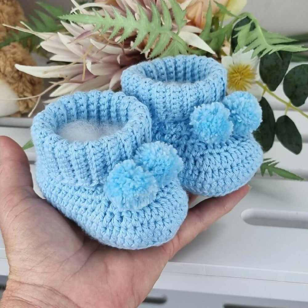 Blue Australian Cotton Baby Booties Newborn 1.1