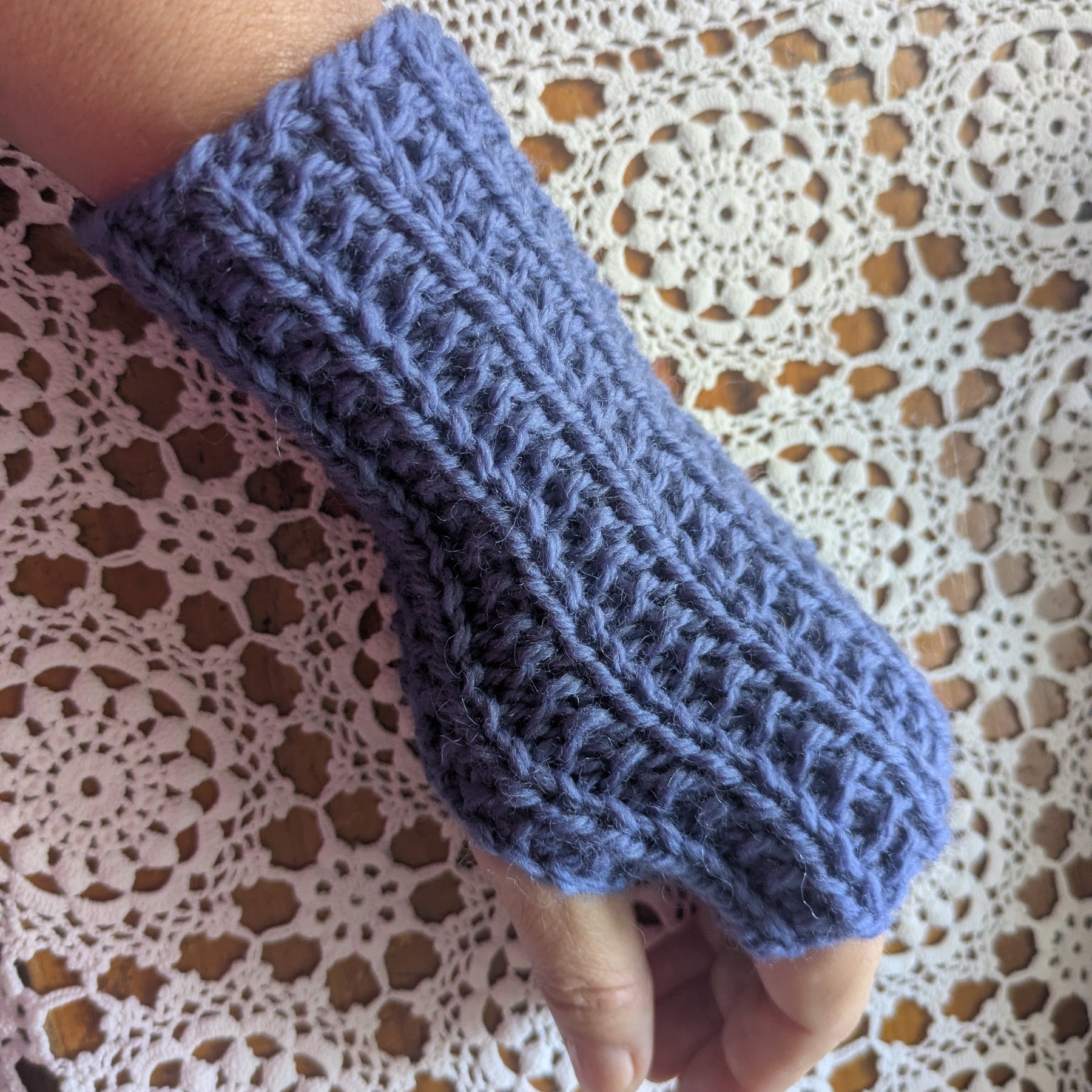 Drover Fingerless Mitts. Handknit Wool Wrist Warmers
