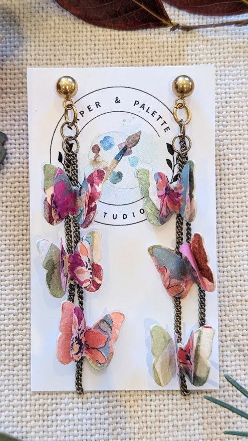 Watercolour Butterfly Paper Earrings