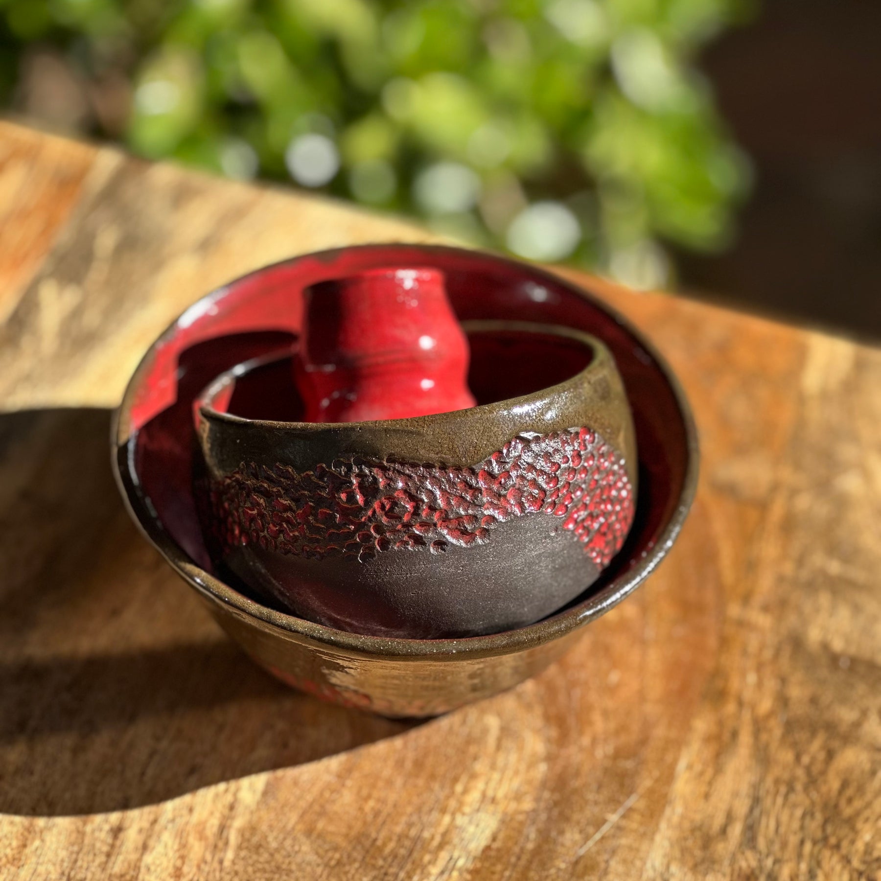 Handmade Ceramic Noodle Bowl Set with Chopstick Holder | Fire & Brimstone