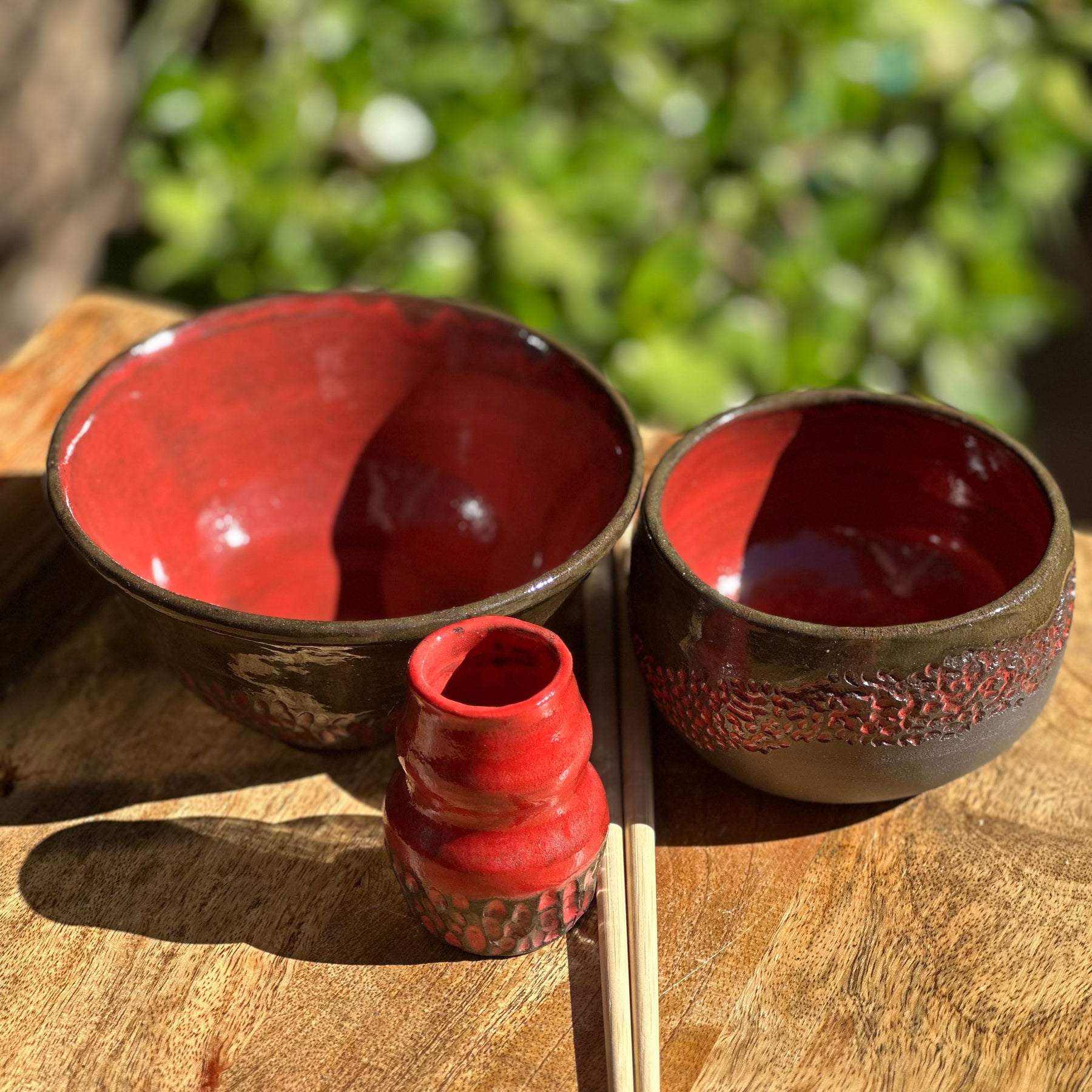 Handmade Ceramic Noodle Bowl Set with Chopstick Holder | Fire & Brimstone