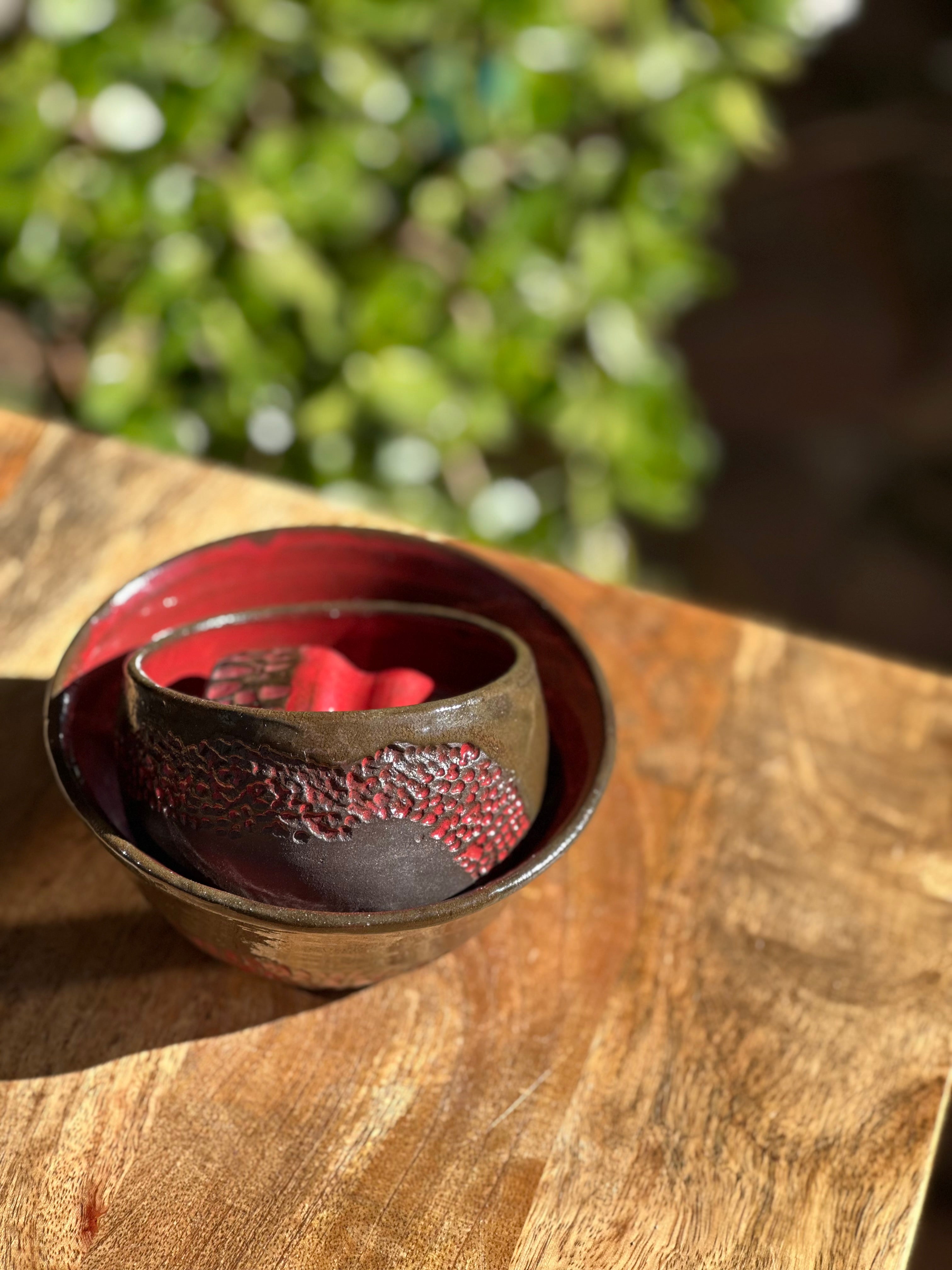 Handmade Ceramic Noodle Bowl Set with Chopstick Holder | Fire & Brimstone