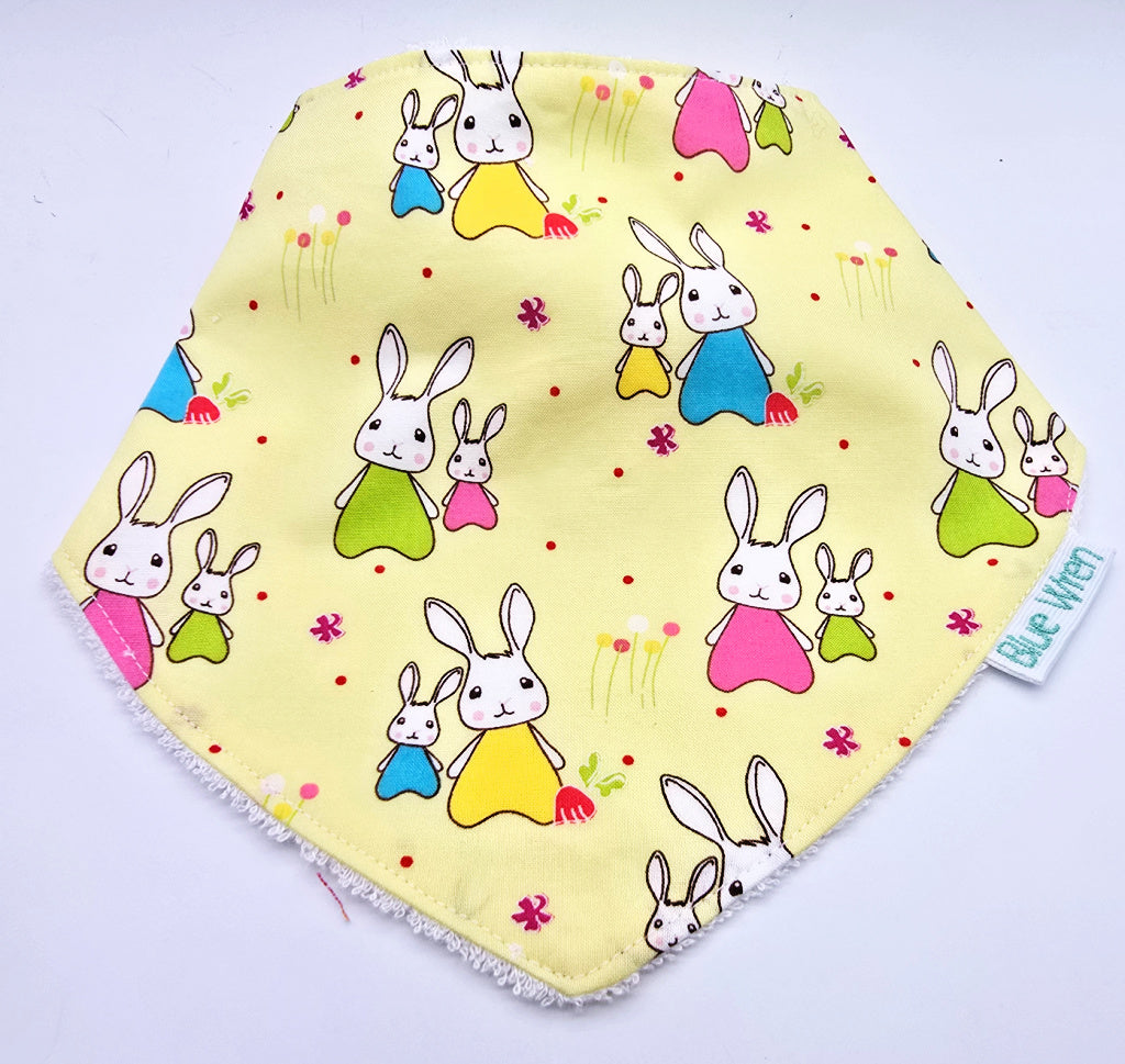 Baby Bib and Bandanna Set Yellow Bunny Fabric