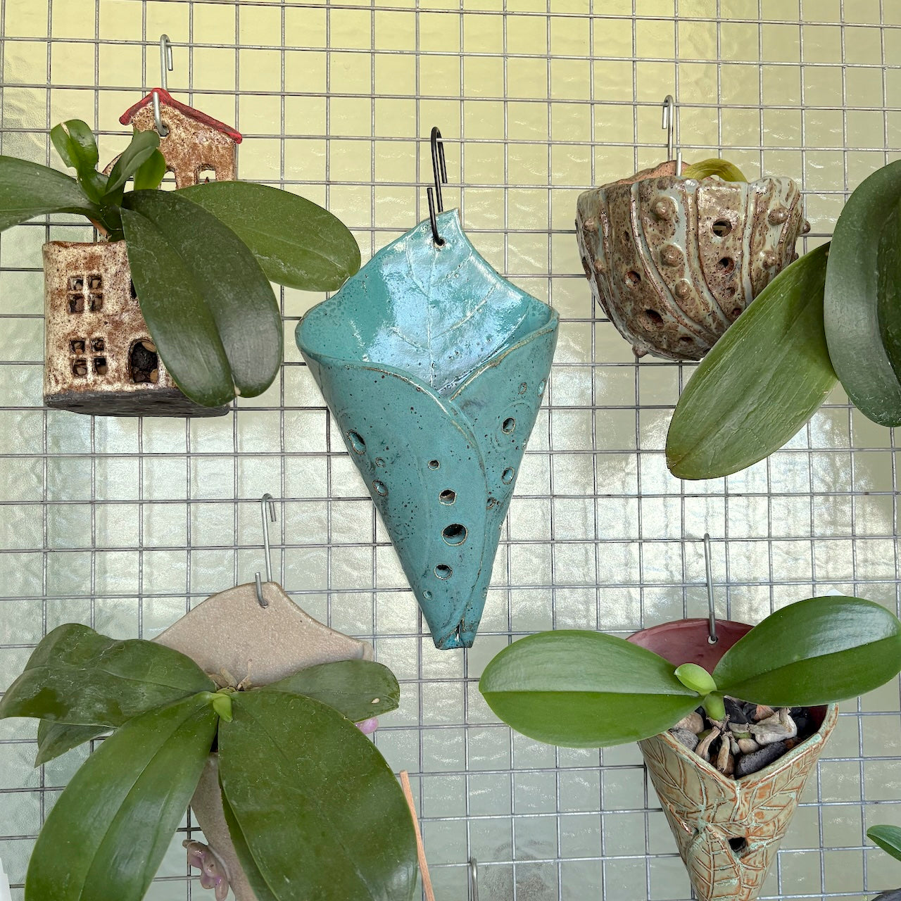 Ceramic wall cone orchid pot