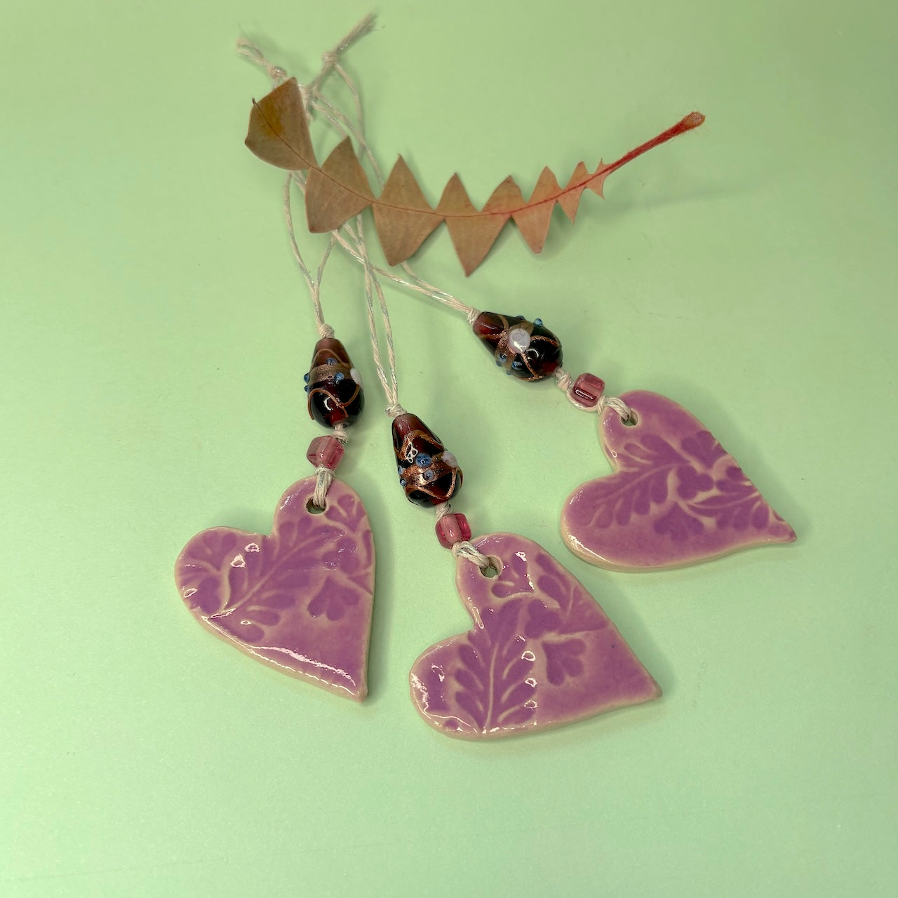 Ceramic handcrafted heart gift tags – set of 3 tags