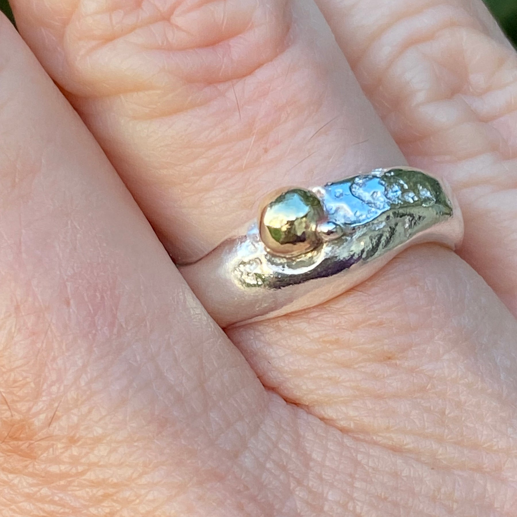Sterling Silver Brass Seed Ring | Size N | One of a Kind