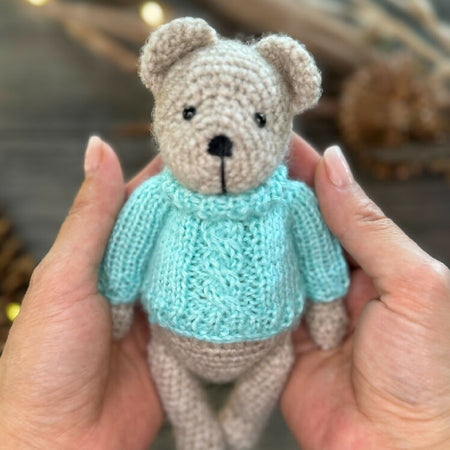 Crochet Little Bear in the Blue Sweater