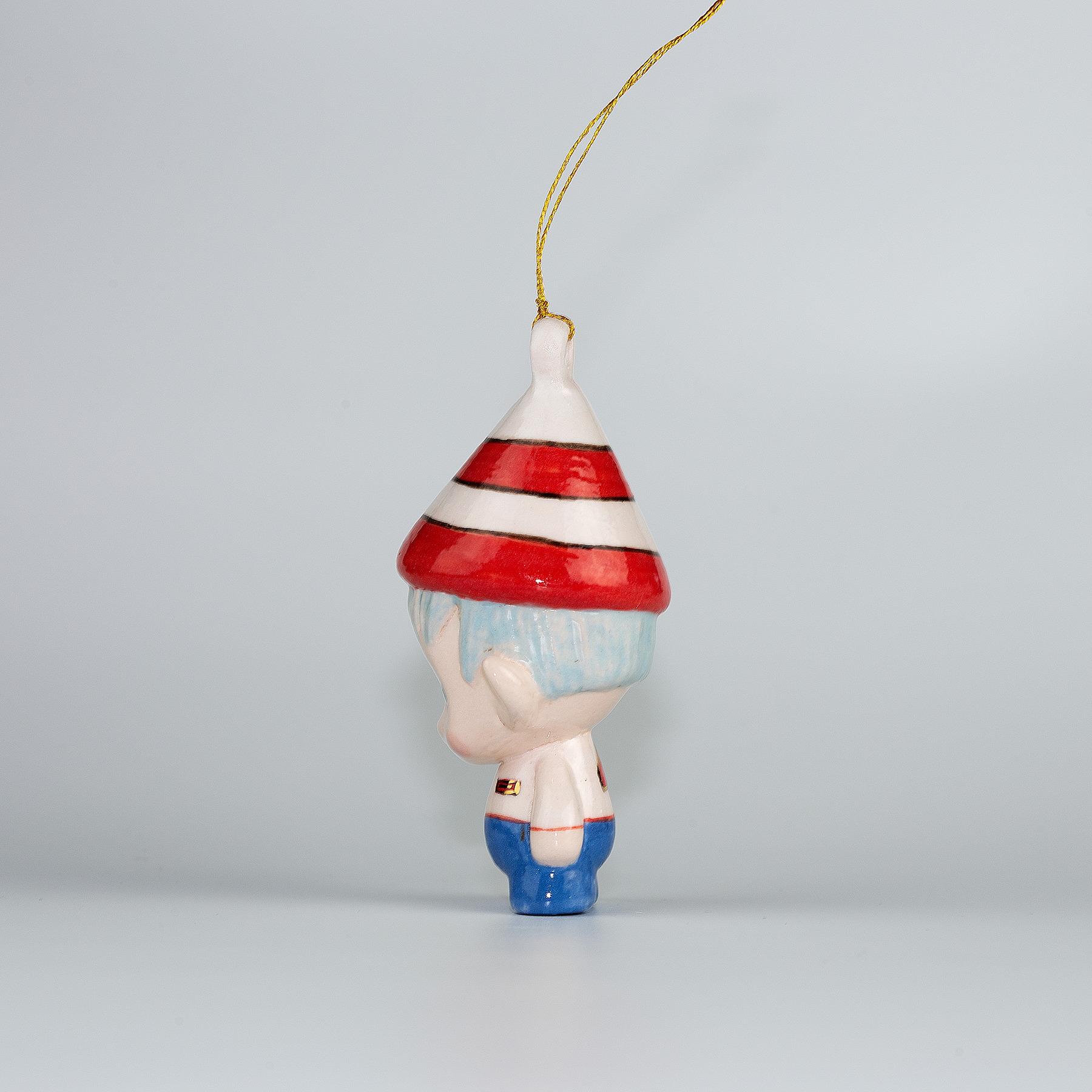 Handmade Porcelain Christmas ornament. One-of-a-kind. Christy, the Tinker Elf.
