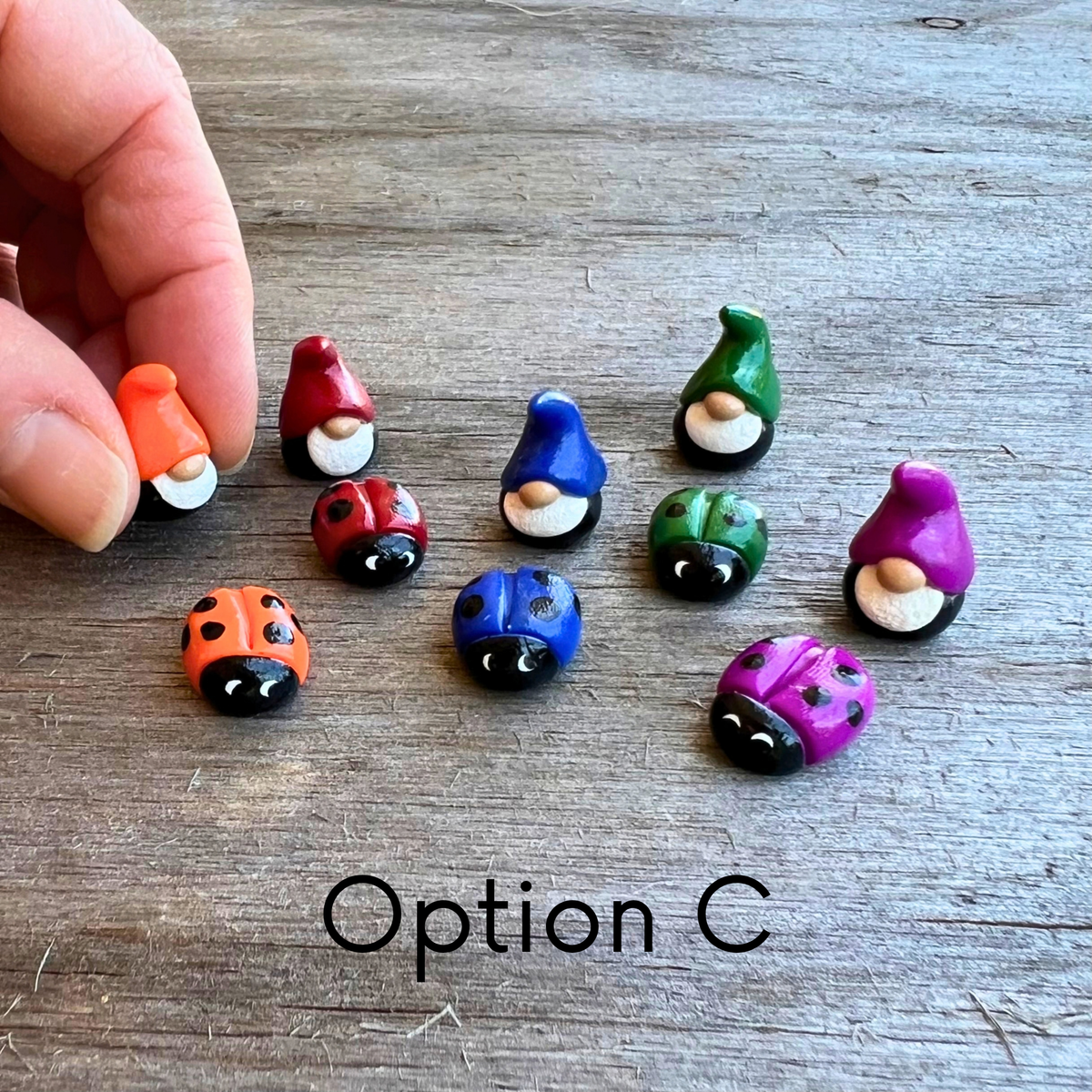 Mini Polymer Clay Gnome & Ladybug Sets
