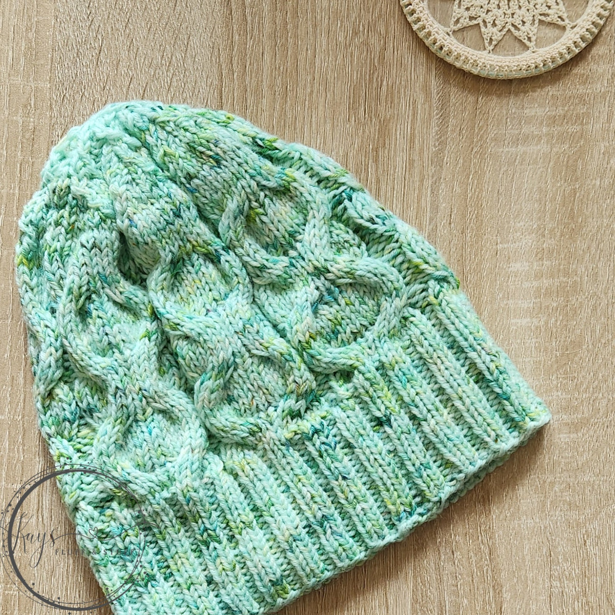 Hand-dyed Cabled Knit Slouchy Beanie